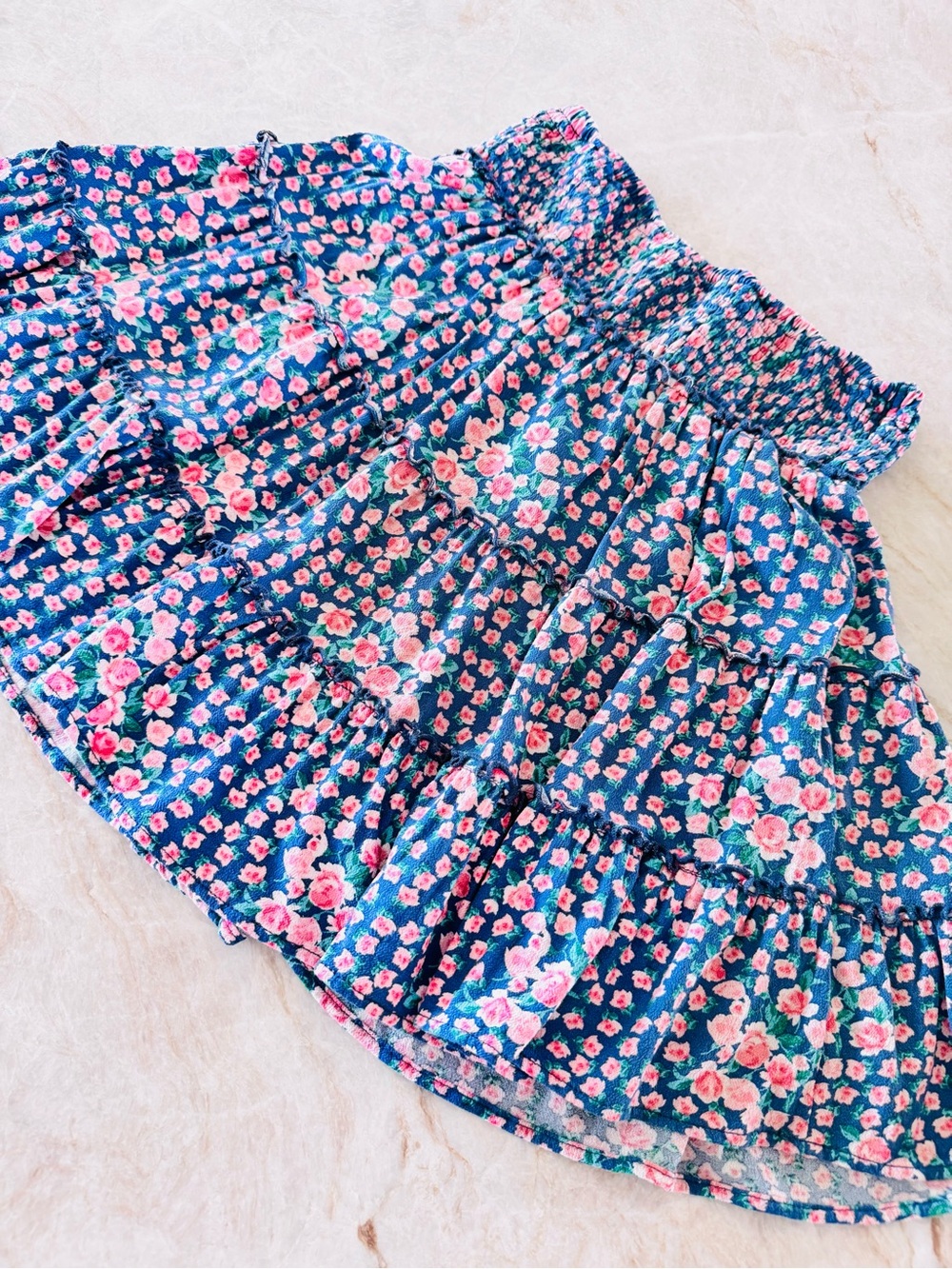 American Eagle Blue Pink Floral Tiered Mini Skirt 🌸